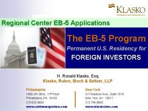 Regional Center EB5 Applications The EB5 Program Permanent