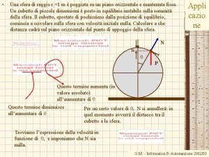 Una sfera di raggio r 1 m poggiata