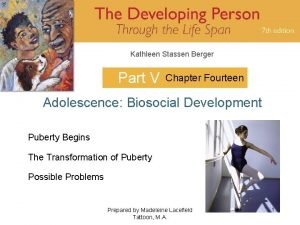 Kathleen Stassen Berger Part V Chapter Fourteen Adolescence