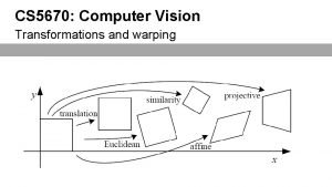 CS 5670 Computer Vision Transformations and warping Reading