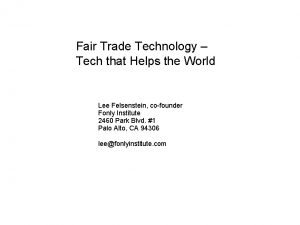 Fair trade technology