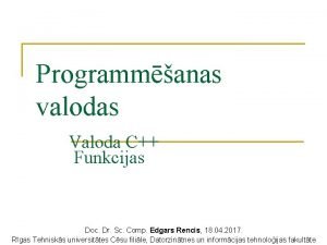 Programmanas valodas Valoda C Funkcijas Doc Dr Sc