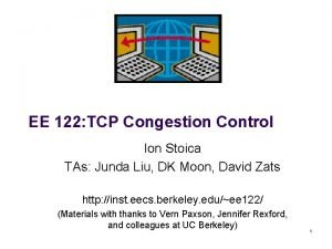 EE 122 TCP Congestion Control Ion Stoica TAs