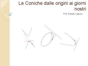 Le Coniche dalle origini ai giorni nostri Prof