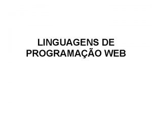 LINGUAGENS DE PROGRAMAO WEB 01 CONCEITO So linguagens