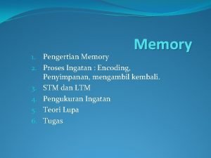 Perbedaan memories dan memory