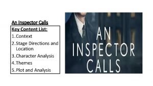 An inspector calls location