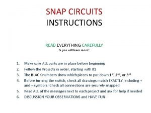 Snap circuits instructions
