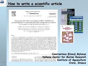 How to write a scientific article 1 Constantinos