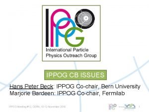 IPPOG CB ISSUES Hans Peter Beck IPPOG Cochair