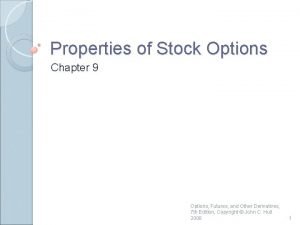 Properties of Stock Options Chapter 9 Options Futures Properties of Stock Options Chapter 9 Options Futures
