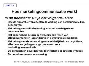 OHT 3 1 Hoe marketingcommunicatie werkt In dit