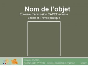 Nom de lobjet Epreuve dadmission CAPET externe Leon