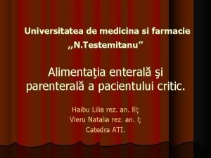 Universitatea de medicina si farmacie N Testemitanu Alimentaia