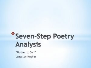 Mother to Son Langston Hughes Review the title