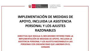 IMPLEMENTACIN DE MEDIDAS DE APOYO INCLUIDA LA ASISTENCIA