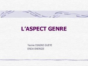LASPECT GENRE Yacine DIAGNE GUEYE ENDA ENERGIE Questce