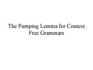 Context free grammar pumping lemma
