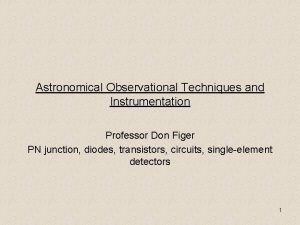 Astronomical Observational Techniques and Instrumentation Professor Don Figer