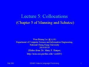 Manning and schutze Manning and schutze
