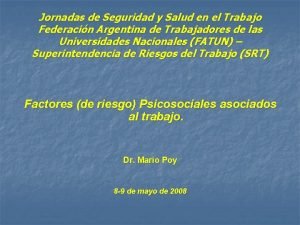 Jornadas de Seguridad y Salud en el Trabajo