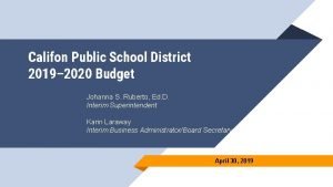 Califon Public School District 2019 2020 Budget Johanna