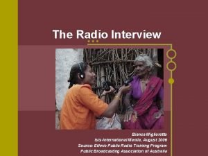 The Radio Interview Bianca Miglioretto IsisInternational Manila August