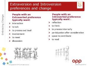 Embracing Change Extraversion and Introversion preferences and change