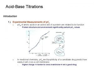 AcidBase Titrations Introduction 1 Experimental Measurements of p