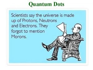 Quantum Dots What is a quantum dot In Quantum Dots What is a quantum dot In