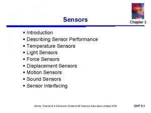 Sensors Chapter 3 Introduction Describing Sensor Performance Temperature