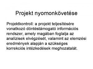 Projekt nyomonkvetse Projektkontroll a projekt teljestsre vonatkoz dntstmogat