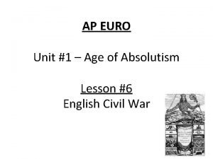 AP EURO Unit 1 Age of Absolutism Lesson