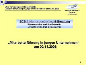 BCB Vorlesung an FH Eberswalde Mitarbeiterfhrung in jungen