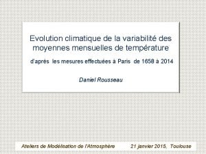 Evolution climatique de la variabilit des moyennes mensuelles