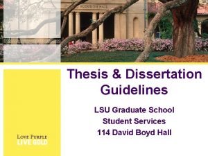 Lsu dissertation guidelines