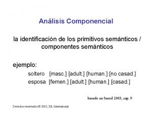 Anlisis Componencial la identificacin de los primitivos semnticos