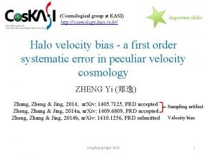 Cosmological group at KASI http cosmology kasi re