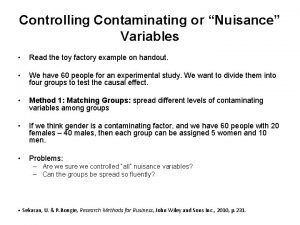 Examples of nuisance variables