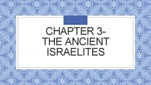 Ancient israelites lesson