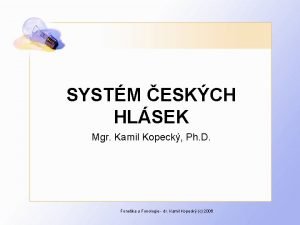 SYSTM ESKCH HLSEK Mgr Kamil Kopeck Ph D