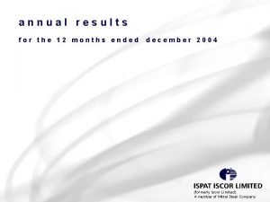 annual results for the 12 months ended december