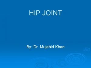 HIP JOINT By Dr Mujahid Khan Articulation The