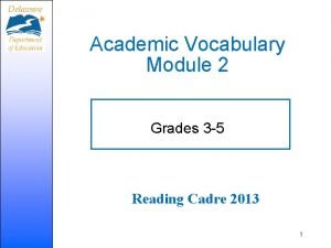 Academic Vocabulary Module 2 Grades 3 5 Reading