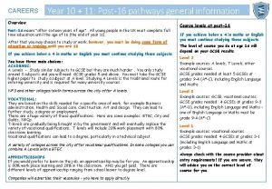 CAREERS Year 10 11 Post16 pathways general information