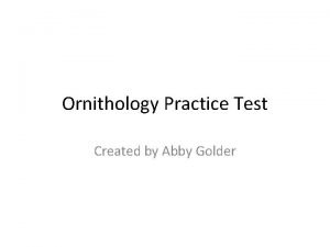 Science olympiad ornithology practice test