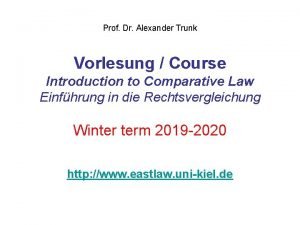 Prof Dr Alexander Trunk Vorlesung Course Introduction to