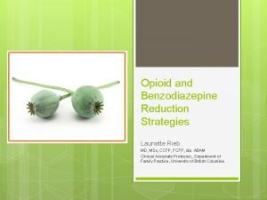 Opioid and Benzodiazepine Reduction Strategies Launette Rieb MD