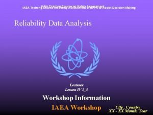 Training Course on Safety of Assessment IAEA Training