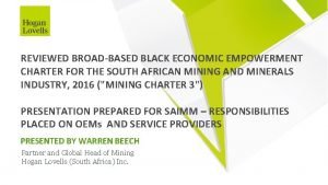 REVIEWED BROADBASED BLACK ECONOMIC EMPOWERMENT CHARTER FOR THE